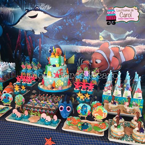 Finding Nemo Treats Party Ideas, Finding Dory Birthday Party Food, Finding Nemo Party Food, Nemo Baby Shower Ideas, Finding Dory Baby, Nemo Baby Shower, Finding Nemo Baby, Finding Dory Birthday Party, Dory Birthday Party