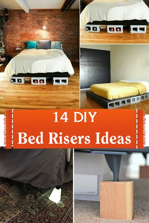 Diy Bed Risers How To Make, How To Raise Bed Frame Diy, How To Make Your Bed Taller, How To Raise Your Bed Higher For Storage, Raise A Bed Frame, Bed Lifters Diy, How To Raise Bed Frame Higher, Diy Bed Risers Easy, Diy Boxspring Bed Frame