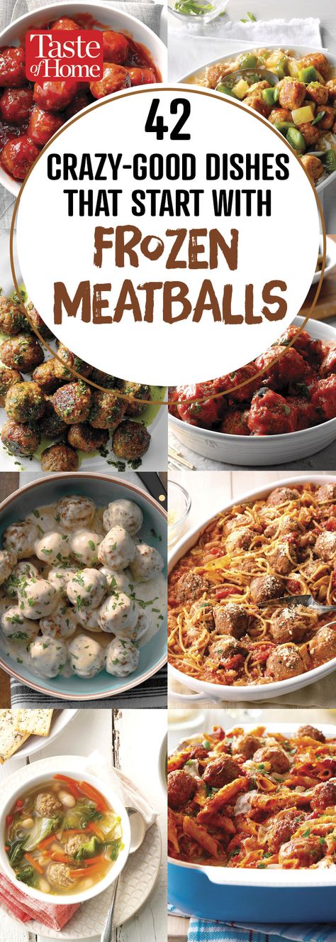 42 Crazy-Good Dishes that Start with Frozen Meatballs Meatball Dinner Recipes, Frozen Turkey Meatballs, Frozen Italian Meatballs, Frozen Meatball Recipes, Meatball Recipes Crockpot, Meatball Dishes, Meatball Dinner, Italian Meatballs Recipe, Turkey Meatball Recipe