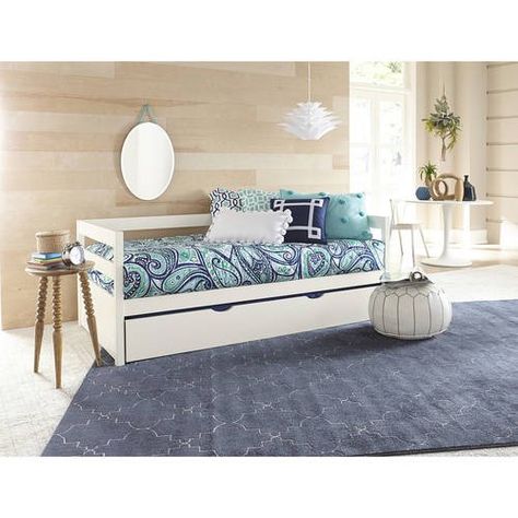 Hillsdale Caspian Twin Daybed with Trundle Bed, White - Walmart.com - Walmart.com White Daybed With Trundle, White Daybed, Beds For Small Rooms, Twin Daybed With Trundle, Twin Daybed, Twin Trundle Bed, Daybed Bedding, Wood Daybed, Daybed With Storage