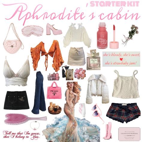 Aphrodite Outfit Ideas, Aphrodite Aesthetic Outfit Modern, Aphrodite Outfit Aesthetic, Aphrodite Cabin Outfits, Daughter Of Aphrodite Outfit, Aphrodite Lookbook, Cabin 10 Outfits, Daughter Of Aphrodite Aesthetic, Aphrodite Outfit