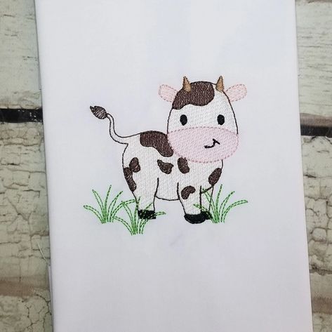 Cow Machine Embroidery Design Farm Animal Machine Embroidery | Etsy Cow Hand Embroidery, Embroidery Templates Free Printable, Embroidery Design Sketch, Cow Embroidery Design, Cow Embroidery, Shadow Embroidery, Sketch Stitch, Farm Embroidery, Animal Embroidery Patterns