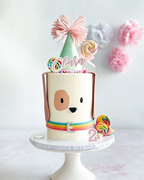 Puppies Cake Ideas, Dog Theme Cupcakes Puppy Party, Puppy Bday Cake, Dog Party Cake Ideas, Rainbow Puppy Cake, Rainbow Puppy Birthday Party, Puppy Party Cupcakes, Puppy Birthday Party Decorations, Diy Puppy Cake