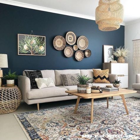 9 Simple Ways to Liven Up Your Living Room on a Budget Blue Walls Living Room, Living Room Wall Color, Blue Accent Walls, Room Wall Colors, Beige Living Rooms, Blue Wall Decor, Accent Walls In Living Room, Living Room Color Schemes, Room Color Schemes