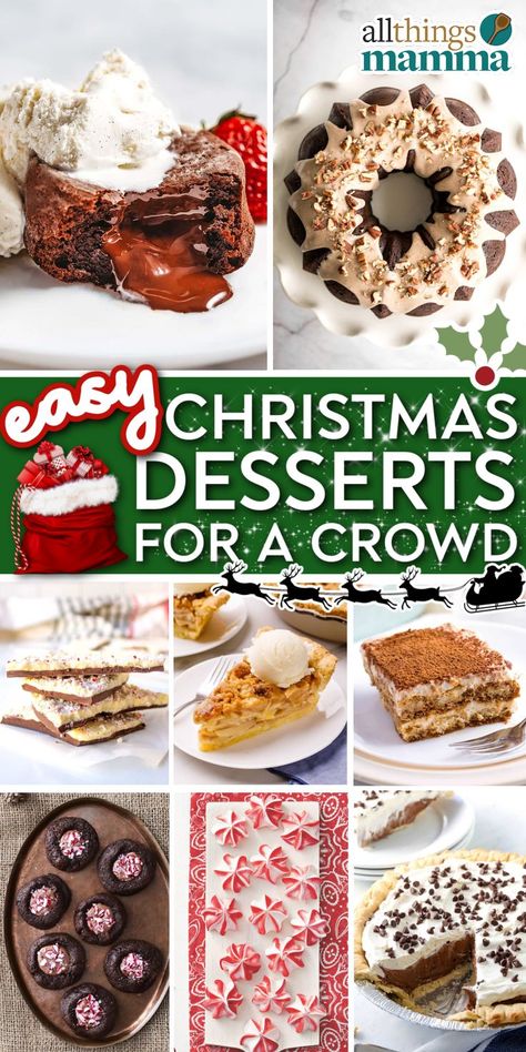 30+ Christmas Dessert Recipes for a Crowd collage graphic Easy Festive Desserts, Christmas Sweets Easy, Dessert Recipes For A Crowd, Christmas Desserts Party, Recipes For A Crowd, Christmas Dessert Recipes, Easy Christmas Candy Recipes, Easy Holiday Desserts, Easy Sweets