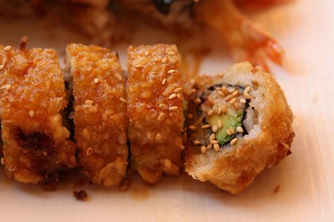 deep fried california roll | at I {heart} Teriyaki & Sushi, … | Flickr Deep Fried California Roll, Fried California Roll, Fried Sushi Rolls, Teriyaki Sushi, Deep Fried Sushi, Deep Fryer Recipes, Fried Sushi, California Roll Sushi, Sushi Recipes Homemade