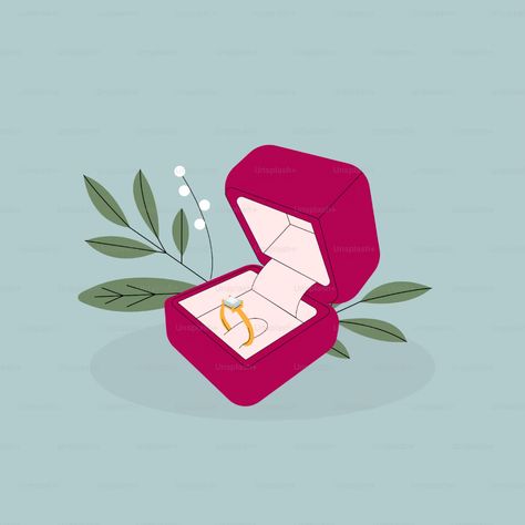 An open ring box with a wedding ring inside vector – Image on Unsplash Engagement Ring Illustration, Engagement Illustration, Ring Vector, Ring Box Engagement, Flat Design Illustration, Wedding Background, Rings Engagement, Grey Wallpaper, Flower Images