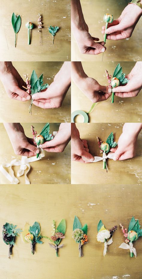 How To Wedding Boutonnieres | DIY Wedding Boutonnieres Ideas Wedding Boutineers, Boutonniere Diy, Diy Boutonniere Wedding, Diy Wedding Flowers Bouquet, Diy Boutonniere, Diy Wedding Arch, Wedding Boutonnieres, Diy Wedding Bouquet, Groom Boutonniere