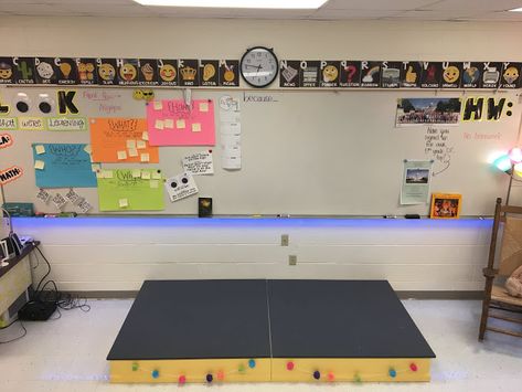 Adventures of Ms. Smith: How I Built My Classroom Stage... Teacher Stage In Classroom, Classroom Stage With Storage, Diy Stage, Classroom Stage, Kids Stage, Classroom Arrangement, Flexible Seating, Classroom Environment, Classroom Setting