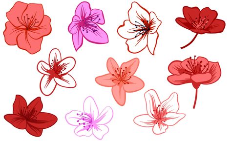 Pretty Flowers Pictures, Azalea Flower, Tree Sketches, Free Hand Drawing, Flower Sketches, Vector Sketch, Seamless Pattern Vector, Flower Illustration, Art Drawings Sketches Simple