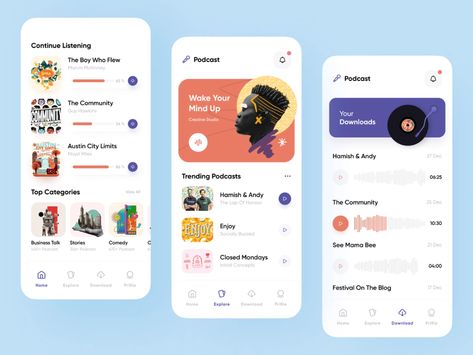 Podcast App Design by Sajon for Orix Agency on Dribbble Podcast App Design, Podcast App, Mind Up, Mobile App Ui, Music App, App Ui Design, Ui Elements, User Interface Design, Mobile App Design