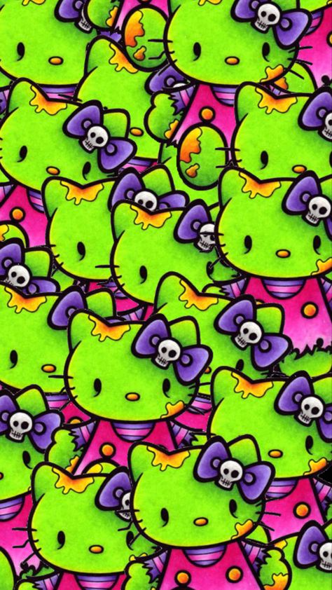 Zombie Background Wallpapers, Zombie Hello Kitty Wallpaper, Scene Hello Kitty Wallpaper, Zombie Aesthetic Wallpaper, Scene Desktop Wallpaper, Scenemo Wallpaper, Braceface Cartoon Pfp, Creepy Cute Wallpaper, Scene Kid Wallpaper