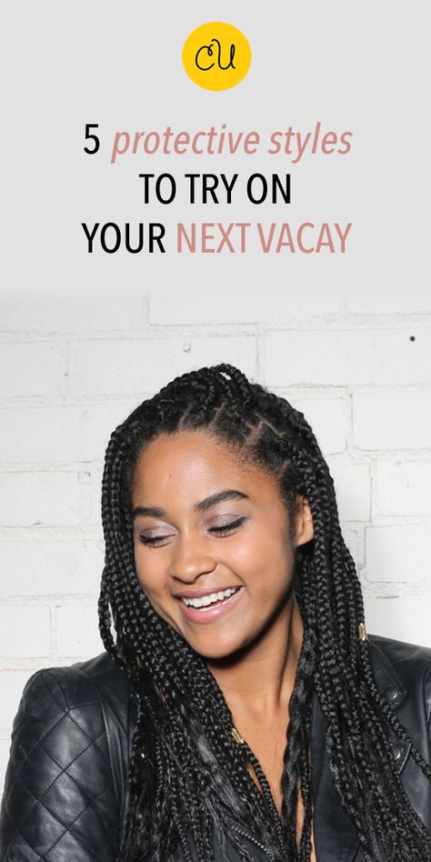 These 5 protective hairstyles are perfect for any vacay: http://curlsunderstood.com/5-protective-styles-for-vacation/ Protective Styles For Vacation, Hair Vacation, Braid Styles For Girls, Protective Style Braids, Natural Braided Hairstyles, Natural Hair Salons, Vacation Hairstyles, Transitioning Hairstyles, Braided Cornrow Hairstyles