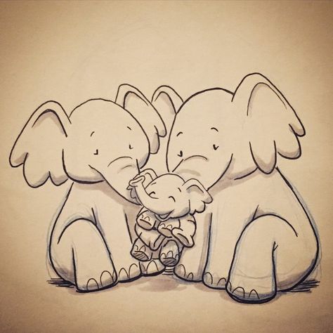 66 Likes, 5 Comments - Christina Jose (@smalls_art) on Instagram: “Had to take a little break last week and get some R&R, hence the lack of posts. Now it's time to…” Elephant Family Drawing, Elephant Family Art, Elephant Family Tattoo, Baby Elephant Drawing, Tattoo Elephant, Elephant Pictures, Elephant Illustration, Elephant Drawing, Cartoon Elephant