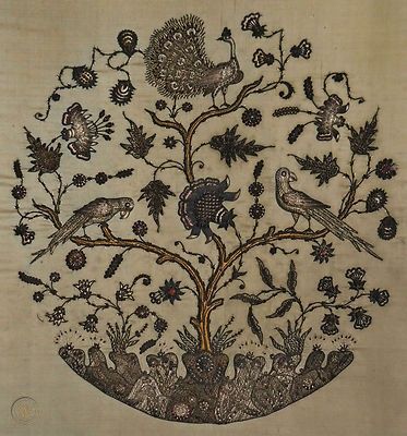 ANTIQUE METALLIC & SILKWORK EMBROIDERY PERSIAN / INDIAN - STUMPWORK TREE of LIFE | #246088268 Persian Tree Of Life, Persian Embroidery Patterns, Embroidery Tree Of Life, Tree Of Life Embroidery Pattern, Persian Motifs Pattern Design, Kashmiri Embroidery Motifs, Indian Embroidery Patterns, Tree Of Life Embroidery, Persian Embroidery