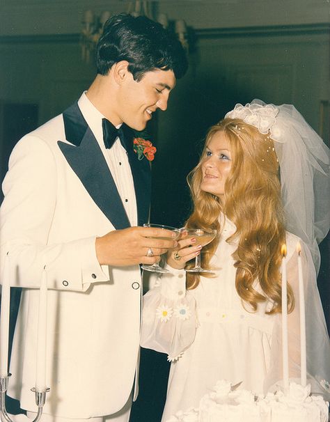 1971 - Wedding Day by Bobeatles, via Flickr Groovy Wedding, 1970s Wedding, Vintage Wedding Photos, Wedding Toasts, Wedding Gowns Vintage, I'm With The Band, Wedding Parties, Vintage Bride, Wedding Mood