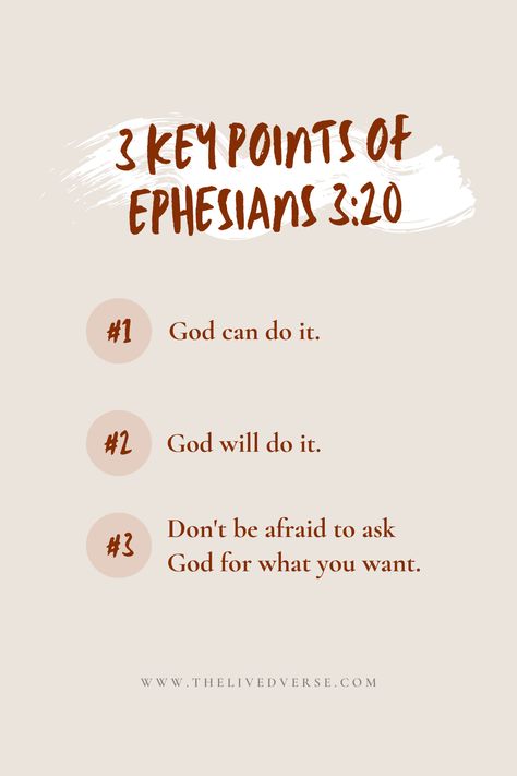 Ephesians 3:20 - 3 Key Points To Help You Believe That God Can Do The Ephesians 3 20, Believe God, How To Believe, Dreams And Visions, Christian Bible Study, Bible Study Verses, God Can, Bible Motivation, Bible Notes