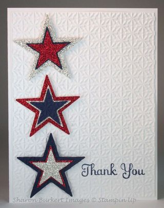 Red, white, and blue thank you or July birthdays Patriotic Cards, Blue Cards, Honor Flight, Military Cards, Star Cards, Patriotic Crafts, Summer Cards, 4th July, Glitter Paper