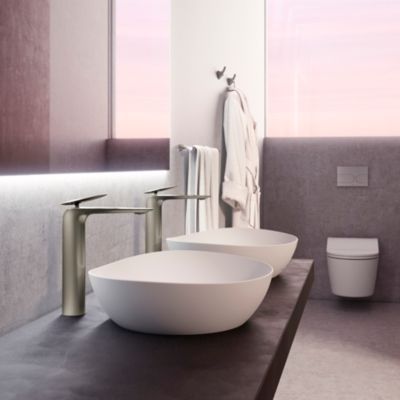 Kiwami® Asymmetrical Vessel Lavatory - TotoUSA.com Toto Bathroom, Toto Washlet, Freestanding Tub Filler, Vessel Sink Faucet, Kitchen Sink Accessories, Drain Cover, Inclusive Design, Shower Stall, Flower Petal