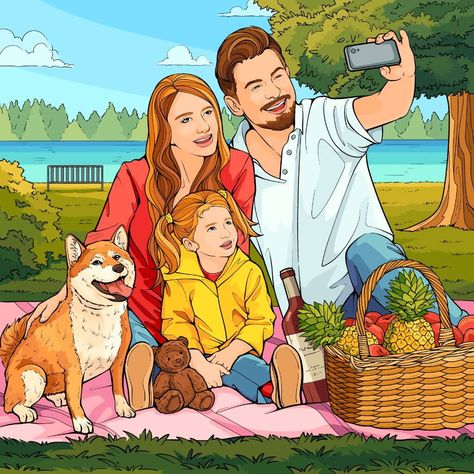 Happy Family Cartoon, Family Drawing Illustration, Picture Story For Kids, Coloring Pictures For Kids, Beautiful Landscape Paintings, Aphmau Fan Art, Picture Composition, House Cartoon, Artistic Pictures