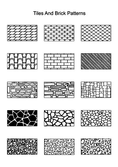 Brick and Tile Patterns Texture Drawing, Art Worksheets, Tangle Patterns, Zentangle Drawings, Doodles Zentangles, Pattern Texture, Brick Patterns, Pattern Wall, Zen Doodle