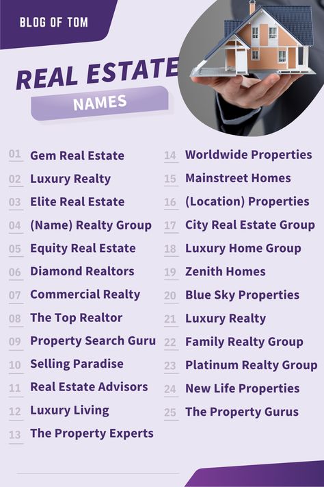 Real Estate Username Ideas, Real Estate Llc Name Ideas, Realtor Name Ideas, Real Estate Business Names Ideas, Property Names Ideas, Real Estate Team Names, Real Estate Names Ideas, Real Estate Business Names, Good Company Names