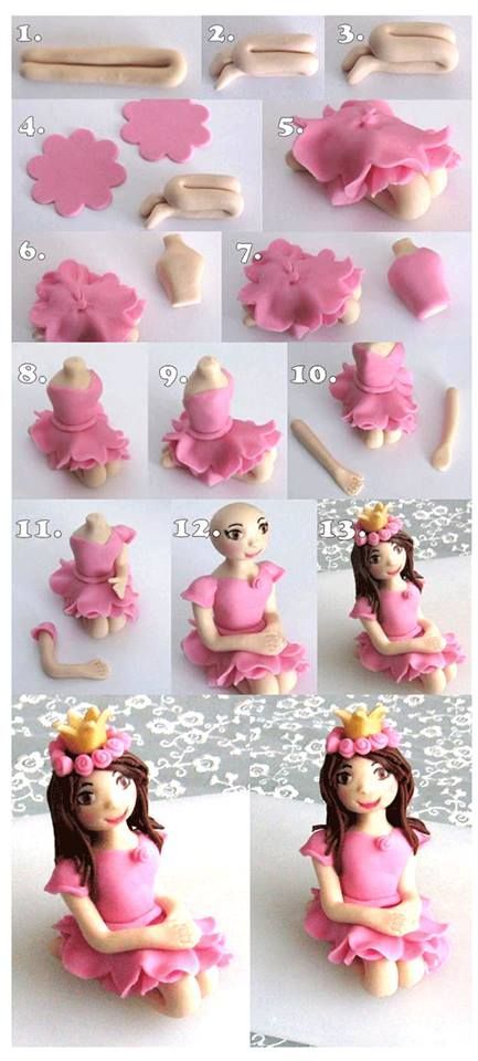 Fondant Girl, Fondant People, Fondant Figures Tutorial, Ballerina Cakes, Fondant Animals, Cake Topper Tutorial, Fairy Cake, Fairy Cakes, Fondant Cake Toppers