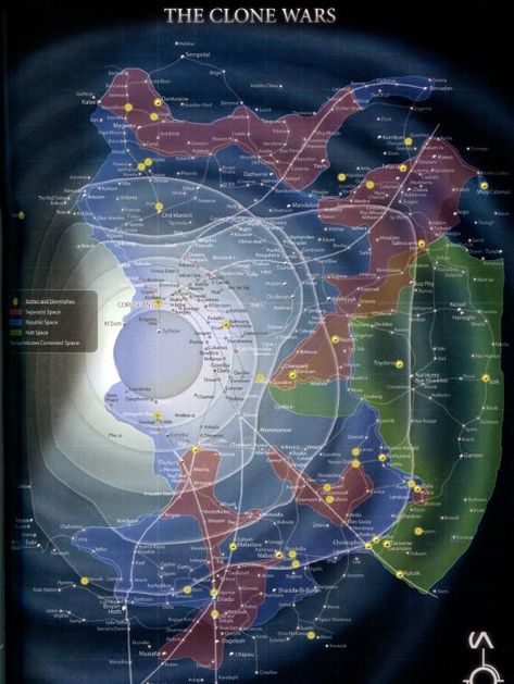 Can I have map of Star Wars galaxy showing territory of Separatists and commercial routes? - Science Fiction & Fantasy Stack Exchange Galaxy Map, Space Map, Star Wars Planets, Anakin Vader, Star Wars Spaceships, Star Wars Galaxy, Star Wars Books, Star Wars Concept Art, The Clone Wars