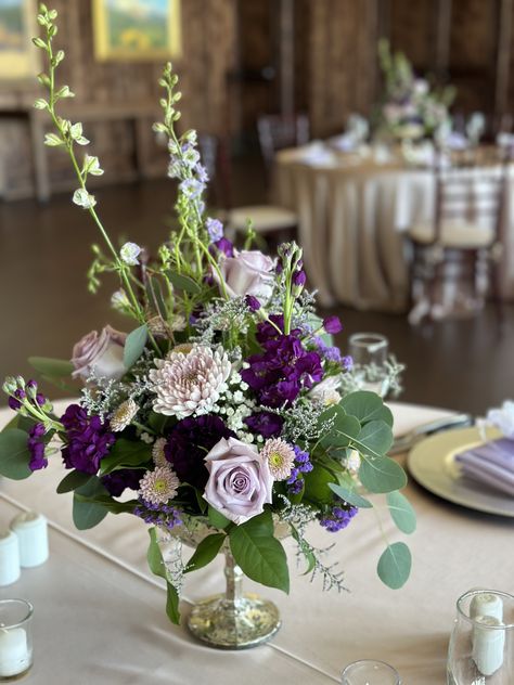 Flower Mason Jar Centerpieces, Purple Reception, Jar Centerpieces, Wedding Reception Flowers, Woodsy Wedding, Reception Flowers, Mason Jar Centerpieces, Civil Service, Reception Decor