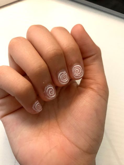 Spiral Design Nails, Spiral Nail Art, Spiral Nails Tutorial, Black And White Spiral Nails, Pink Spiral Nails, Stars And Spirals Nails, Spiral Nails, Star Girl, Short Nails