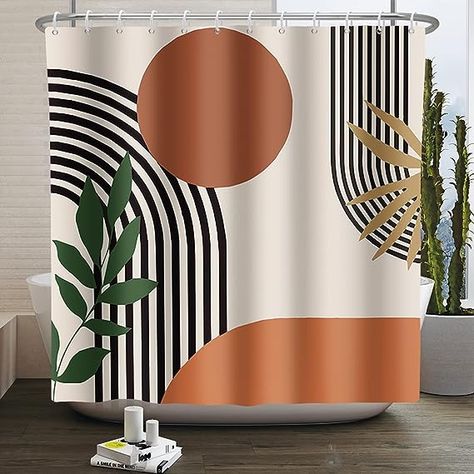 Mid Century Shower Curtain, Bohemian Shower Curtain, Retro Shower Curtain, Minimalist Showers, Extra Long Shower Curtain, Long Shower Curtains, Geometric Shower Curtain, Painting Shower, Bathroom Shower Curtain Sets