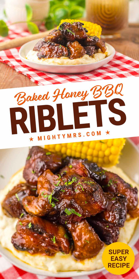 Honey Barbecue Riblets Pork Riblets Recipe Oven, Riblets Recipe Oven, Boneless Bites, Pork Riblets Recipe, Oven Pork Ribs, Riblets Recipe, Pork Riblets, Boneless Pork Ribs, Sticky Sauce