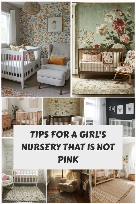 If you want an alternative nursery for baby girls that is not pink and frilly, then check out these tips and decor ideas. Alternative Nursery, Pink Girl Nursery, Sage Bedroom, Girl Nursery Pink, Polka Dot Decor, Shabby Chic Nursery, Animal Nursery Theme, Forest Mural, Butterfly Mobile