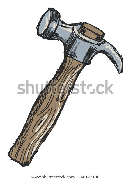 Claw Hammer Drawing, Hammer Drawing Easy, Hammer Sketch, Hammer Painting, Hammer Illustration, Hammer Drawing, Collage Tattoo, Hammer Tattoo, Sustained Investigation