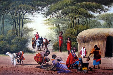 Kenyan Artists, Africa Tribes, African Image, Mother Africa, Historical Warriors, African Artwork, African Paintings, African Art Paintings, Afrocentric Art