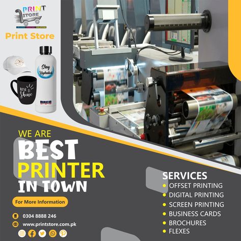 PRINT STORE® Provides Professional Graphics Designing & Printing Services In All Over Pakistan. #Multan #fabrication #printstore93 #canvasprinting #Pakistan #offsetprinting #Islamabad #digitalprinting #screenprinting #promotionalproducts #standeedesign #3dboard #neonsigns #billboard #businessowner #corporate #industrial #Lahore #Expert #tshirt #viral #graphicdesign #AcrylicBoards #business #envelopes #brochures #booklets #cards #karachi #Faisalabad #printing Screen Printing Business Cards, Screenprint Posters, Screen Printing Business, Standee Design, Graphic Design Posters Layout, Brochure Design Creative, Sculpture Lessons, Business Envelopes, Screen Print Poster