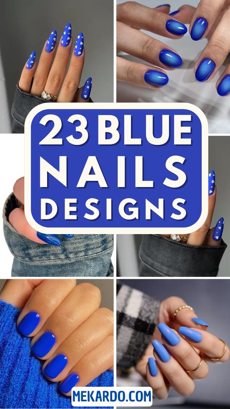 Simple and elegant to dramatic and arresting manicure designs may be created with blue, a highly versatile color. Whether you're looking for something for a Gel Nail Blue Designs, Bold Blue Nails, Jean Blue Nails, Labor Day Nail Ideas, Blue Dipped Nails, Short Gel Nails Blue, Blue Nail Designs 2024, Stylish Nails Blue, Blue Gel Nail Designs