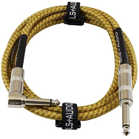 GLS Audio 6 Foot Guitar Instrument Cable  Right Angle 14Inch TS to Straight 14Inch TS 6 FT Brown Yellow Tweed Cloth Jacket  6 Feet Pro Cord 6 Phono 63mm  SINGLE -- Click image to review more details.Note:It is affiliate link to Amazon. Guitar Cord, Marshall Amps, Harris Tweed Fabric, Guitar Cable, Bass Amps, Guitar Accessories, Right Angle, Guitar Chords, Cool Guitar