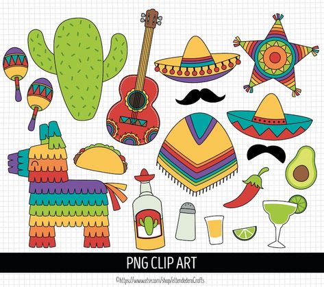 Cinco De Mayo Bulletin Board Ideas, 5 De Mayo Party Ideas, Pinata Drawing, Sombrero Clipart, Mexico Clipart, Mexican Clipart, Mexico Cactus, Fairy Pouch, Party Png