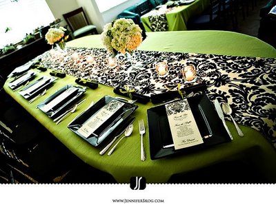 Great colors for a party Lime Wedding, Green Wedding Decorations, Engagement Themes, Damask Wedding, Fundraiser Ideas, White Damask, White Table, Green Wedding, Wedding Wire