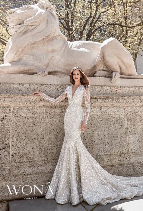 2022 Wedding Dresses, Wona Concept, Wedding Dress Cover, Lace Mermaid Dress, Trumpet Wedding Dress, 2022 Wedding, V Neck Wedding Dress, Dream Wedding Ideas Dresses, Stunning Wedding Dresses