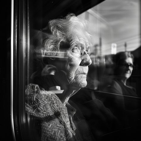 🌄 Reflections on Rails 📷 Leica M Monochrom (typ 246) style Alan Schaller 🤖 Midjourney #Photography #1990s #leicaqmonochrom #england #aiart #oldwoman #lifeGram #Alanschaller #BlackAndWhitePhotography #PhotographyLegend #ClassicPhotography #ArtificialIntelligence #AI #midjourney #DeepLearning #AITechnology Alan Schaller Photography, Alan Schaller, Classic Photography, Leica M, Deep Learning, Leica, Black And White Photography, Once Upon A Time, Old School