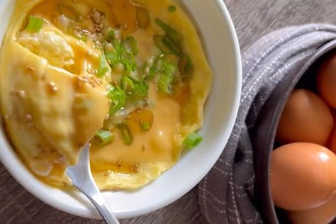 5-Minute Cheesy Korean Steamed Eggs Recipe Cooks in the Microwave | Breakfast | 30Seconds Food Microwave Steamed Egg, Korean Steam Egg Recipe, Korean Steamed Eggs, Steam Egg Recipe, Cottage Cheese Egg Bites, Cheese Egg Bites, Microwave Breakfast, Egg Cups Recipe, 30seconds Food