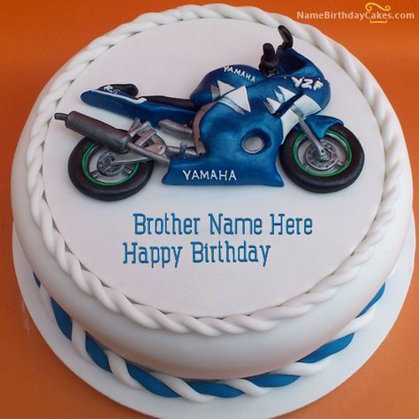 Dear chand bhai Cake For Brother, Bike Birthday Cake, Birthday Cake For Brother, Happy Birthday Cake Writing, Motorcycle Birthday Cakes, Kue Fondant, Birthday Cake Write Name, Motorcycle Cake, Bike Birthday