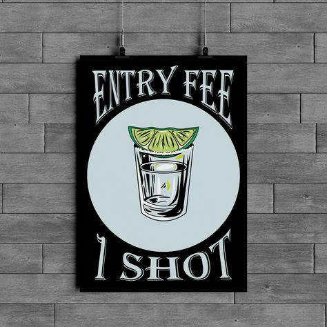 Entry Shots Party, Entry Fee One Shot Sign, Party Sign, One Shot, Party Signs, Printable Signs, Banners Signs, Party Decor, Banners