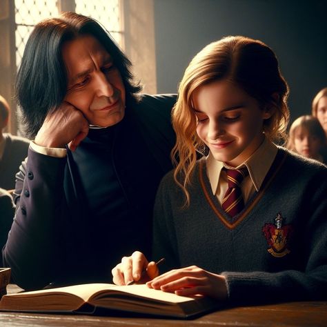 Professor Snape Fanart, Snape X Hermione, Harry And Hermione Kiss, Snape Hermione, Hermione Granger Fanart, Hermione Fan Art, Snape Fan Art, Snape And Hermione, Severus Snape Fanart