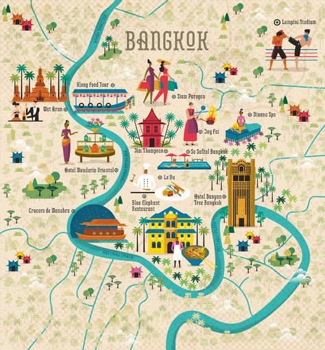 Mapas revista Condenast Traveler - Diseño de mapas - Rebombo Estudio Bangkok, Map, Art