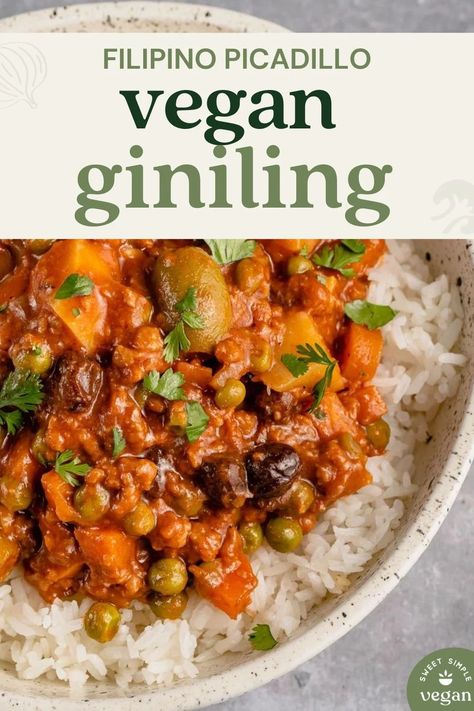 Filipino Picadillo, Normal Meals, Vegan Stews, Vegan Filipino, Philippine Food, Ms Diet, Hearty Stew, Filipino Food Recipes, Vegan Beef