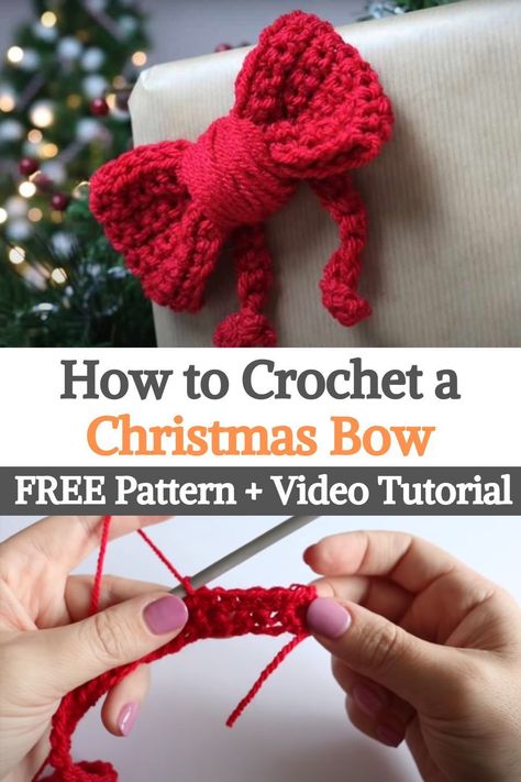 Crochet Christmas Ornaments Free, Crochet Ornament Patterns, Easy Holidays Crafts, Christmas Crochet Patterns Free, Crochet Christmas Gifts, Crochet Santa, Christmas Craft Fair, Crochet Bows, Handmade Christmas Crafts