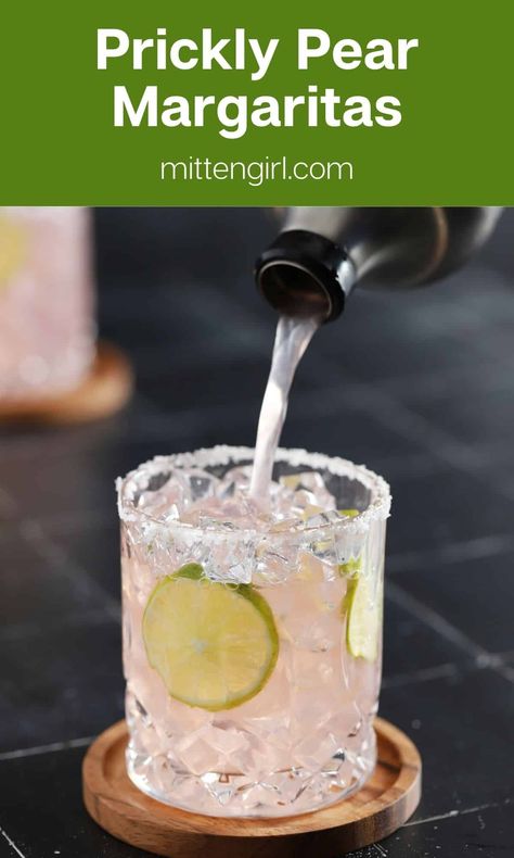 Prickly Pear Liqueur, Spicy Prickly Pear Margarita, Pear Tequila Cocktail, Prickly Pear Margarita Recipe, Prickly Pear Vodka Drinks, Prickly Pear Cocktail Recipes, Pear Margarita Recipe, Vodka Margarita, Prickly Pear Recipes